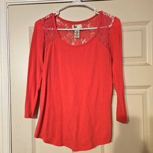 Pink Long Sleeve Shirt With Lace Back